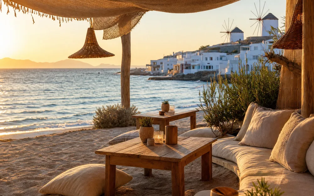 Beach bar στο ηλιοβασίλεμα